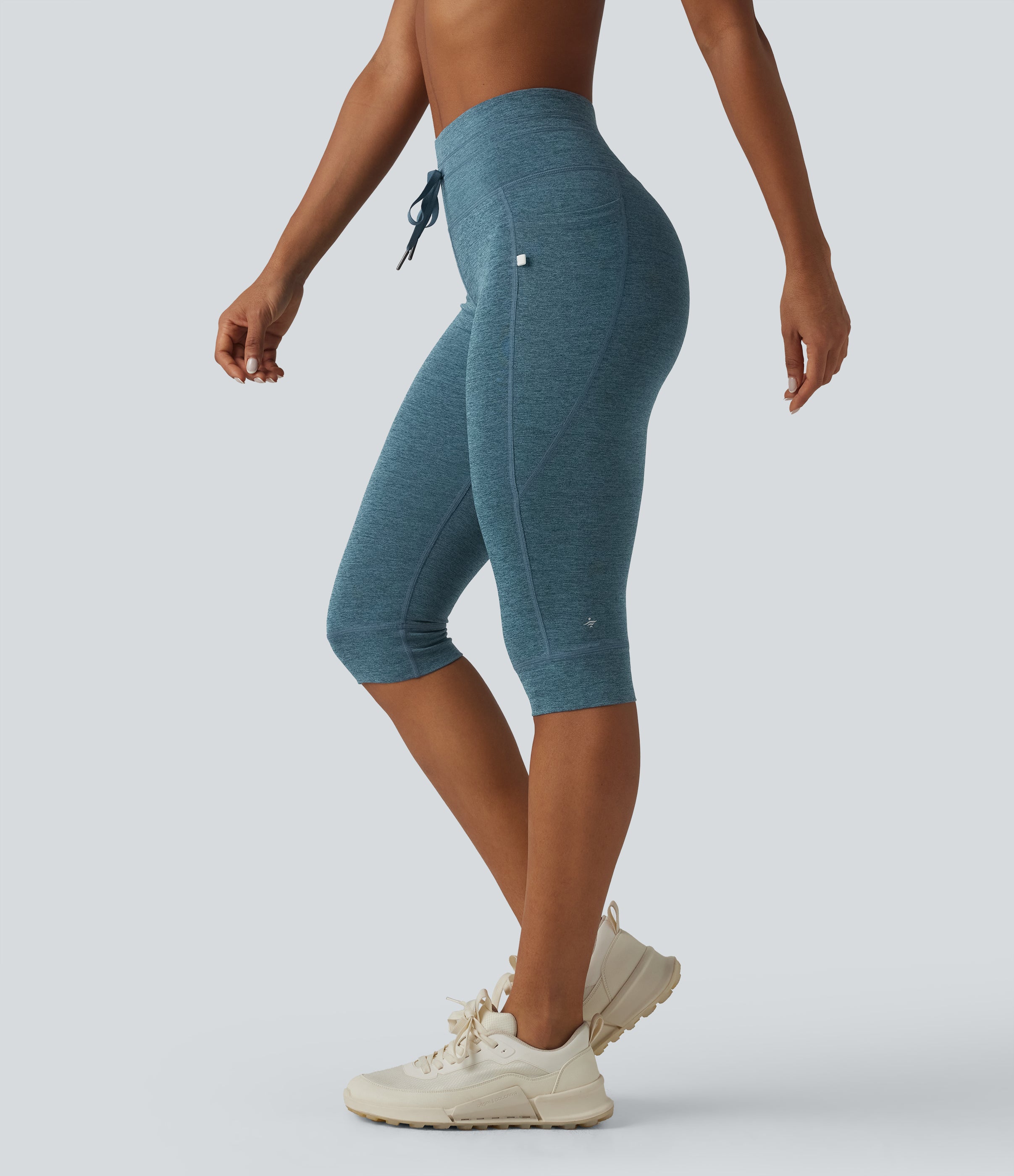 Heathered High-Waist Quick-Dry Pedal Pusher Yoga Leggings
