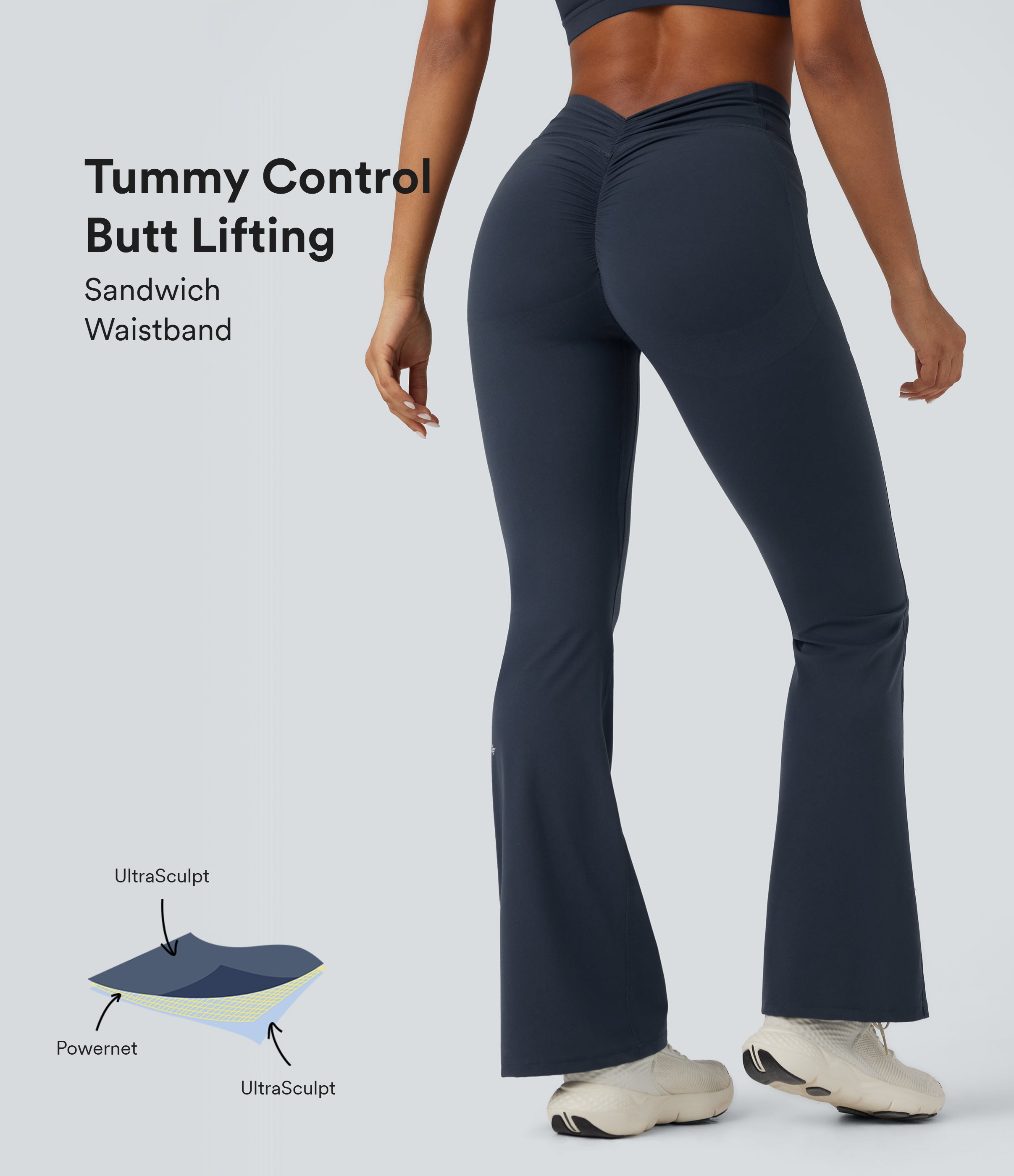 High-Waist Crossover Lace Detail Yoga Leggings
