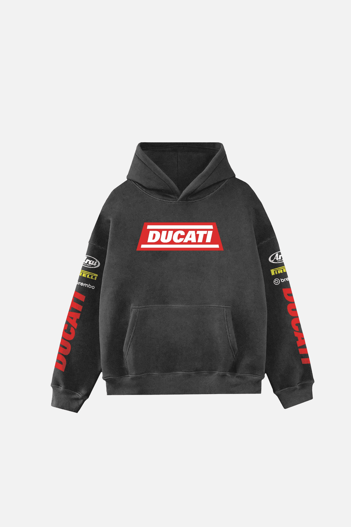 Ducati Racing Heritage Oversized Hoodie - Vintage Black Acid Wash