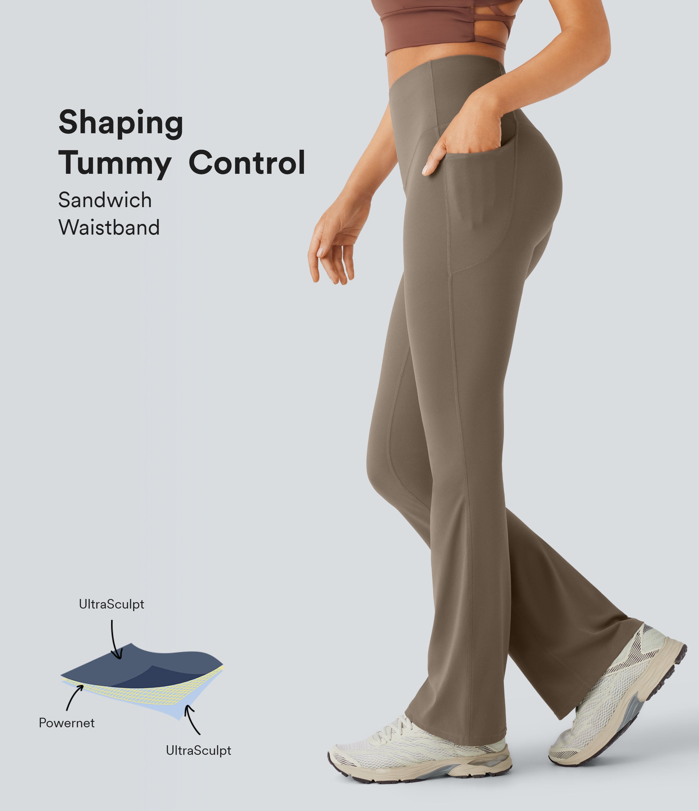 High-Waist Tummy Control Yoga Bootcut Leggings