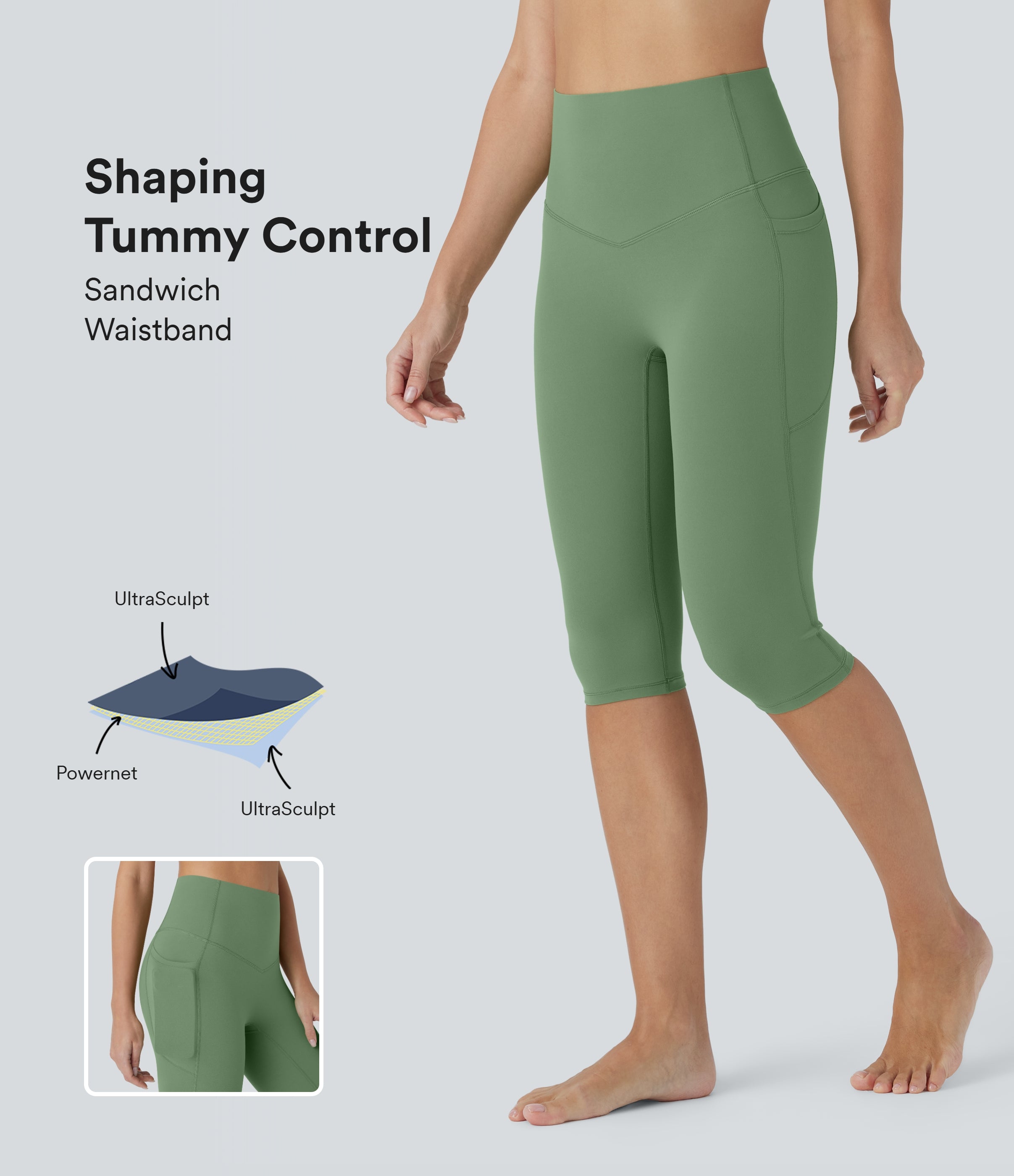 High-Waist Pocket Capri Flare Yoga Leggings