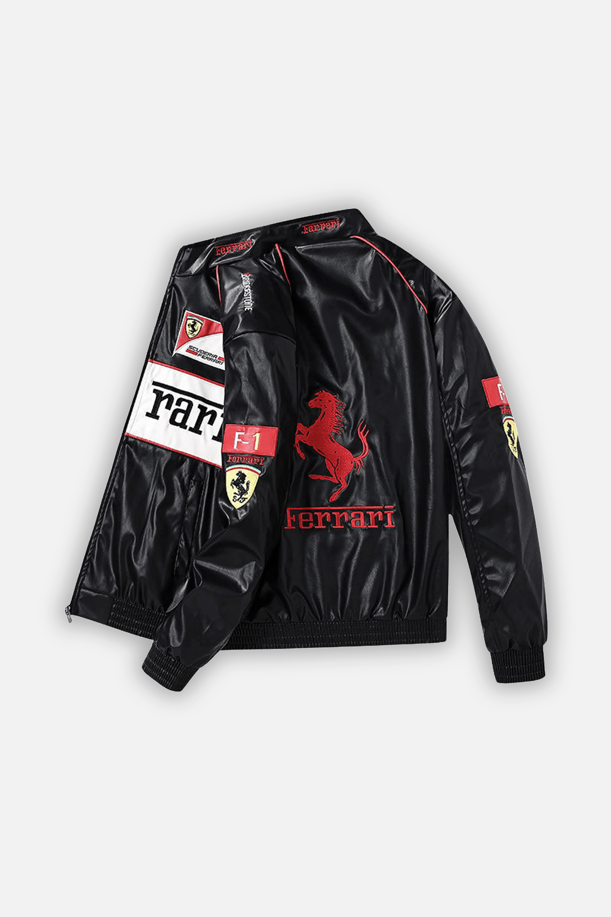 Ferrari F1 Vintage Leather Jacket - White Edition